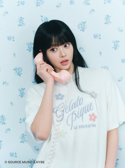 [LE SSERAFIM] Flower Jacquard Pullover & Shorts Set gelato pique