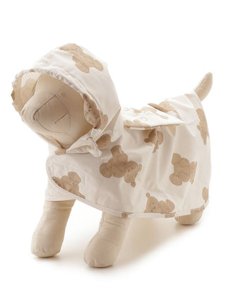 Alt Tag: CAT&DOG bear motif pet rain poncho on a dog mannequin, featuring a cute hooded design.