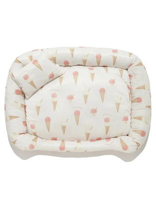 CAT&DOG Ice Pattern COOL Pet Bed Size M with pastel ice cream cone design for stylish pet relaxation.