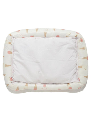 CAT&DOG Ice Pattern COOL Pet Bed Size M with pastel ice cream cone design for stylish pet relaxation.