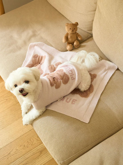 CAT&DOG Soft Bear-Themed Plush Pet Blanket gelato pique