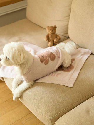 CAT&DOG Soft Bear-Themed Plush Pet Blanket in PINK, Premium Pet Accessories for fur dog and cats at Gelato Pique USA.