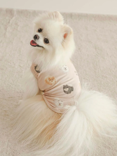 CAT&DOG Pomeranian Print Pet Clothes gelato pique