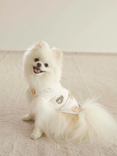 CAT&DOG Pomeranian Print Pet Clothes gelato pique