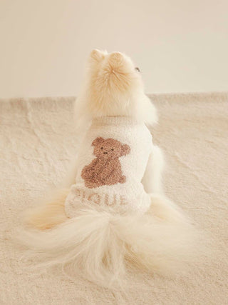 Fluffy dog wearing a cozy CAT&DOG Baby Moco Animal Pet Clothes sweater with teddy bear design, perfect for puppy fashion.