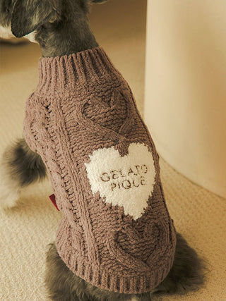 [Valentine] [CAT & DOG] Heart Aran High-neck Pullover