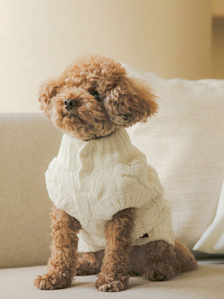 [Valentine] [CAT & DOG] Heart Aran High-neck Pullover