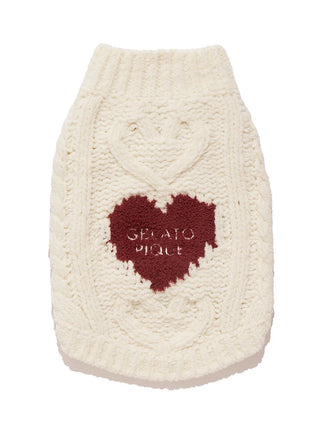 [Valentine] [CAT & DOG] Heart Aran High-neck Pullover