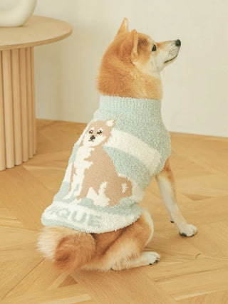 Shiba Inu wearing CAT&DOG Baby Moco pet clothes with a cute Shiba design, featuring a soft and cozy fit.