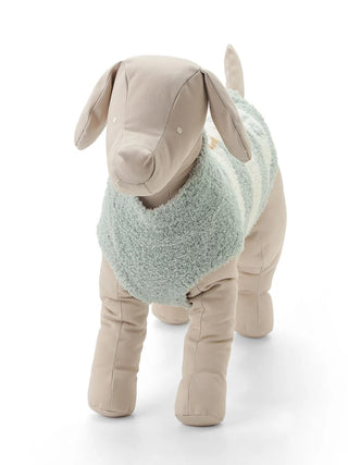 Beige Shiba Inu mannequin wearing premium mint green loungewear by Gelato Pique USA, showcasing pet sleepwear fashion.