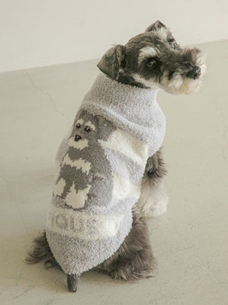 Schnauzer wearing gray Gelato Pique USA premium loungewear pet clothes featuring a cute design.