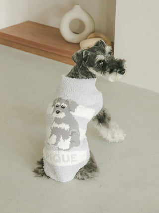 Schnauzer wearing gray CAT&DOG Baby Moco pet clothes by Gelato Pique USA, featuring premium loungewear and sleepwear design.