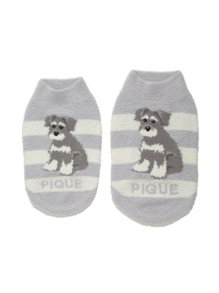 Gelato Pique gray striped Schnauzer pet clothes, premium loungewear and sleepwear for cats and dogs. USA design.