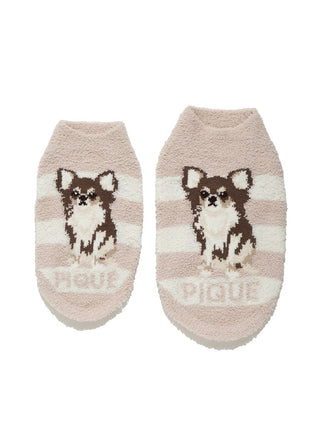 Beige Chihuahua pet socks by Gelato Pique USA, premium loungewear for cats and dogs, featuring soft and cozy material for baby pets.