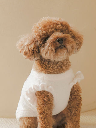 Small brown dog in white Cherry Jacquard Pet Clothes