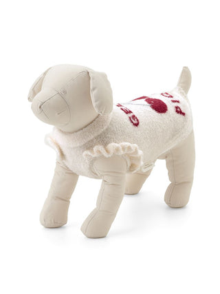 Pet mannequin wearing CAT & DOG Smoothie Cherry Jacquard pet clothes, featuring cherry design and ruffled edges.