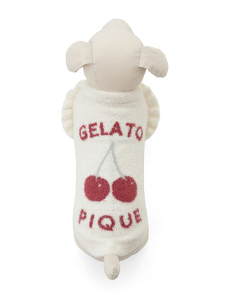 Pet wearing cherry jacquard design Gelato Pique sweater, showcasing CAT & DOG Smoothie collection.