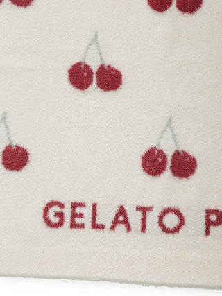 Cherry pattern on CAT & DOG Smoothie Pet Blanket with 'Gelato P' text, soft texture suitable for pets.