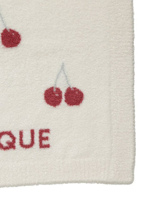 Cat & Dog Smoothie Cherry Pattern Pet Blanket with red cherries and textured cream fabric, ideal for cozying up your furry friends.