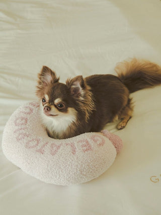 Cute dog on pink Baby Moco Ice Motif Pet Pillow by Gelato Pique USA, premium pet loungewear and sleepwear accessory.