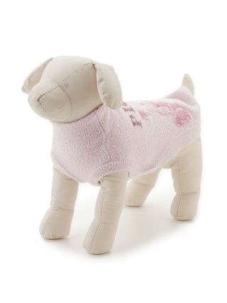 Light pink high-neck pet clothes with panda jacquard design, by Gelato Pique USA. Ideal premium loungewear and sleepwear for pets.