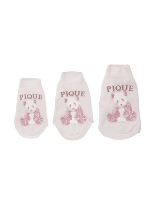 Three white high-neck pet clothes with pink panda jacquard pattern by Gelato Pique USA, ideal for premium pet loungewear and sleepwear.