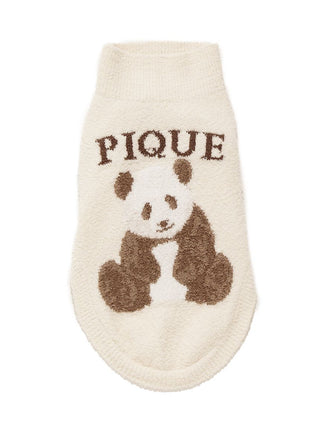 Cream high-neck pet outfit with panda jacquard design by Gelato Pique USA, featuring premium loungewear and sleepwear quality.