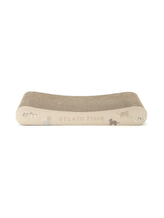 Beige Cat Pattern Scratching Board by Gelato Pique, slim design for cats, 52cm x 25cm, ideal gift for cat lovers.