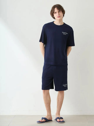 Men's Cool Rayon Pile Printed Logo Embroidered Shorts