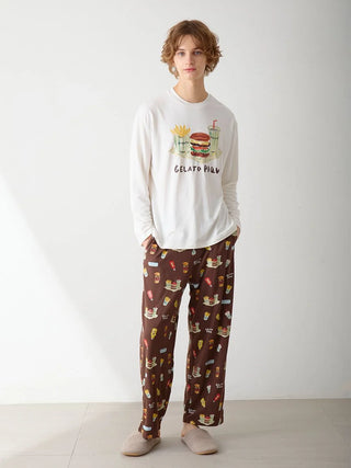 [Hirano Toshiyuki] Men's Hamburger One-point Print Long-sleeved T-shirt