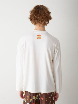 [Hirano Toshiyuki] Men's Hamburger One-point Print Long-sleeved T-shirt