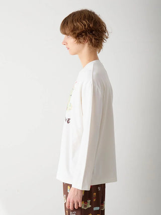 [Hirano Toshiyuki] Men's Hamburger One-point Print Long-sleeved T-shirt