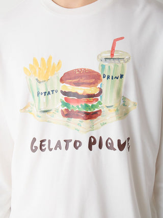 [Hirano Toshiyuki] Men's Hamburger One-point Print Long-sleeved T-shirt