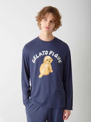 Men's DOG One-Point Print Long T-Shirt