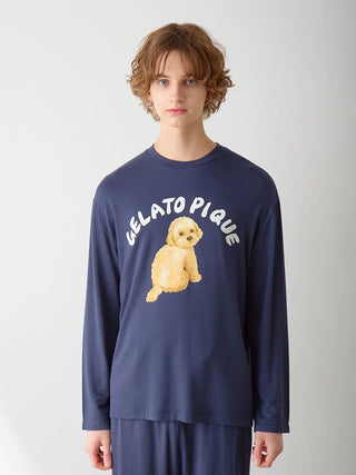 Men's DOG One-Point Print Long T-Shirt