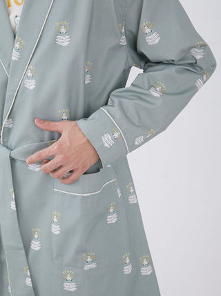 Sleep Bear Pattern Lounge Robes in blue, Luxury Loungewear Men's Robes at Gelato Pique USA