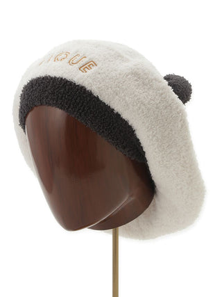 White and black panda-inspired hair bonnet by Gelato Pique USA, ultra-soft for cozy loungewear and sleepwear, perfect for home lounging.