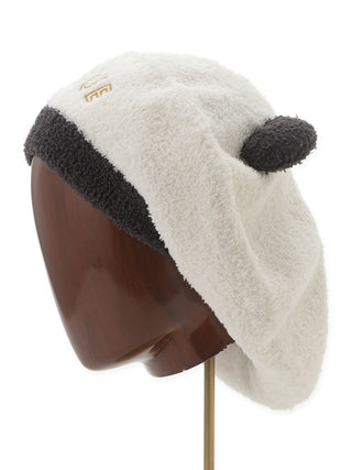 Gelato Pique USA white and black panda-inspired hair bonnet, ultra-soft, cozy, premium loungewear and sleepwear accessory for home lounging.