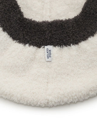 Close-up of the Gelato Pique USA black and white panda-inspired Baby Moco hair bonnet, showcasing its cozy, premium material.