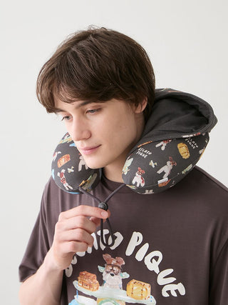 [Hirano Toshiyuki] Men's Cool Rayon Plane Dog Printed Neck Pillow - view 11
