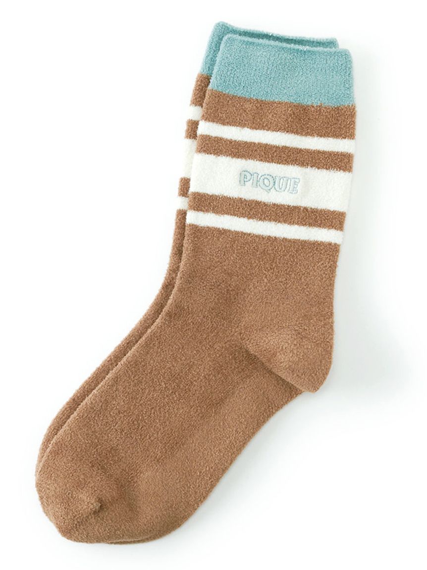  Smoothie Light Line Fuzzy Socks in camel, Cozy Women's Loungewear Socks at Gelato Pique USA