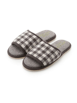 MEN'S Gingham Check Jacquard Bedroom Indoor Slip On Shoes in CHARCOAL GRAY, Men's Lounge Room Slippers, Bedroom Slippers, Indoor Slippers at Gelato Pique USA.