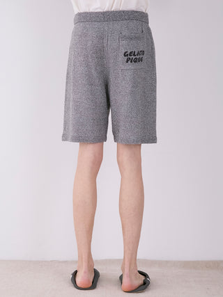 MEN'S Melange Casual Knit Lounge Shorts in GRAY, Men's Loungewear Shorts at Gelato Pique USA.