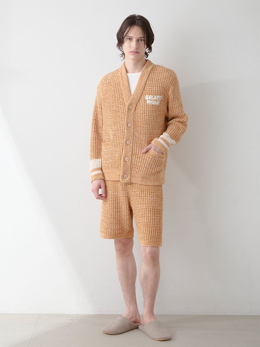 Mens Melange Waffle Knit Shorts