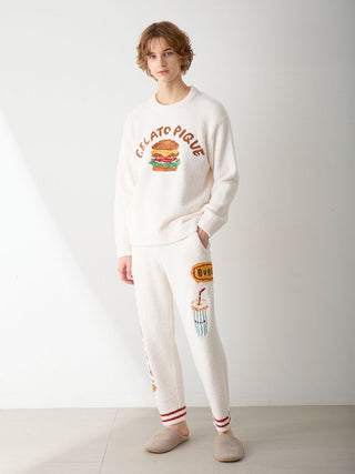 [Hirano Toshiyuki] Men's Powder Hamburger Jacquard Long Pants