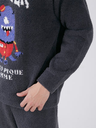 KAZUSA MATSUYAMA Baby Moco Monster Jacquard Pullover in Dark Gray, Men's Pullover Sweaters at Gelato Pique USA