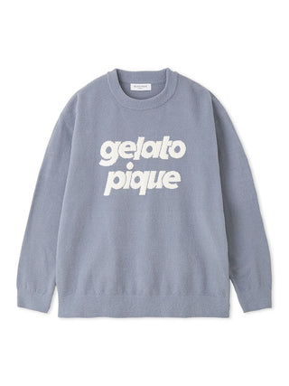 Alt Tag: Gelato Pique MENS Air Moco Logo Sweatshirt in blue with jacquard logo design, made from soft Air Moco fabric.