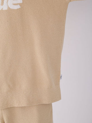 Close-up of Gelato Pique MENS Air Moco Logo Sweatshirt in beige, showcasing soft Air Moco fabric and jacquard logo design.