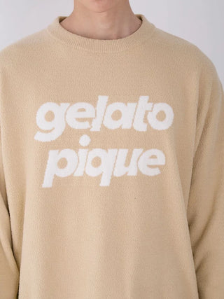 Men's Gelato Pique Air Moco Logo Sweatshirt in beige, featuring a bold jacquard woven logo for a minimalist style.