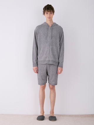 MEN'S Melange Jacquard Cozy Zip Up Hoodie in GRAY, Men's Loungewear Hoodies & Sweatshirts Zip-ups & Pullovers at Gelato Pique USA.